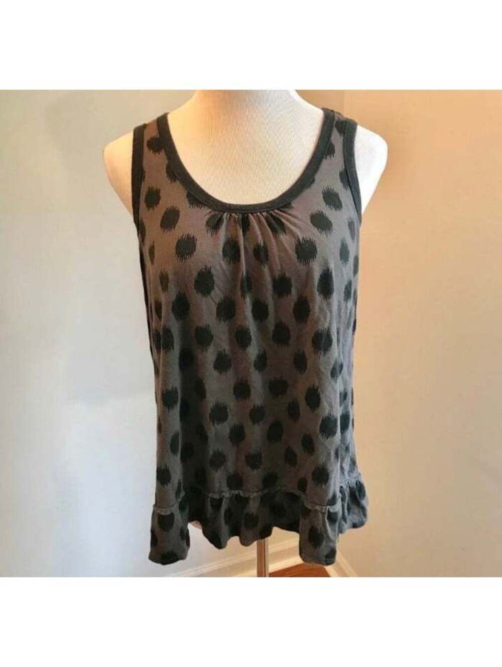 DKNY Peplum Tank Top Black/Brown Sz M